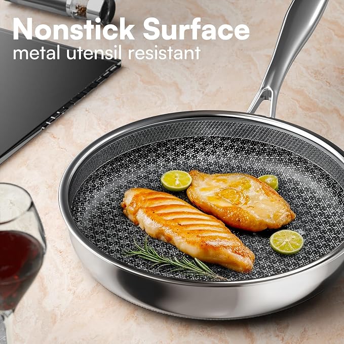 Non Stick Frying Pans with lid, 10 inch Hybrid Frying Pans Nonstick, non stick - Image 4