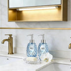 MALACHI Soap Dispenser Set, Crystal-Textured Diamond Glass - Image 9