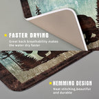 Giwawa Retro Brown Bear Forest Cabin Dish Drying Mat Countertop 16x18 Fall Blue - Image 3