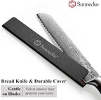 Sunnecko Bread Knife 8 Inch, High Carbon Stainless Steel Serrated Bread Knife - Image 4