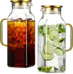 2 Pack 2 Liters/68 oz Square Glass Pitcher by NETANY