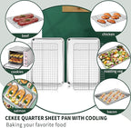 Quarter Sheet Pan with Cooling Rack Set, CEKEE Stainless Steel Cookie Sheets - Image 5