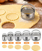 Biscuit Cutter Set with Handle, 5 Piece Stainless Steel Fluted Round Cookie - Image 8