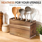 Acacia Wood Kitchen Utensil Holder - Image 6