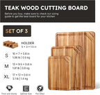 3 Pack Teak Wood Cutting Board Set - Image 2