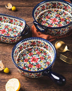 Red Daisy Flower Vintage Style Ceramic Bakeware Casserole Dish Baking Pan - Image 8