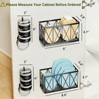 4 Pack Adhesive Cabinet Door Organizer, 2 Baskets + 2 Tumbler Lid Holders - Image 5