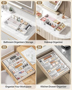 Canfanni 13 Pack Plastic Drawer Organizers Set, 3 Sizes Desk Drawer Organizer - Image 5