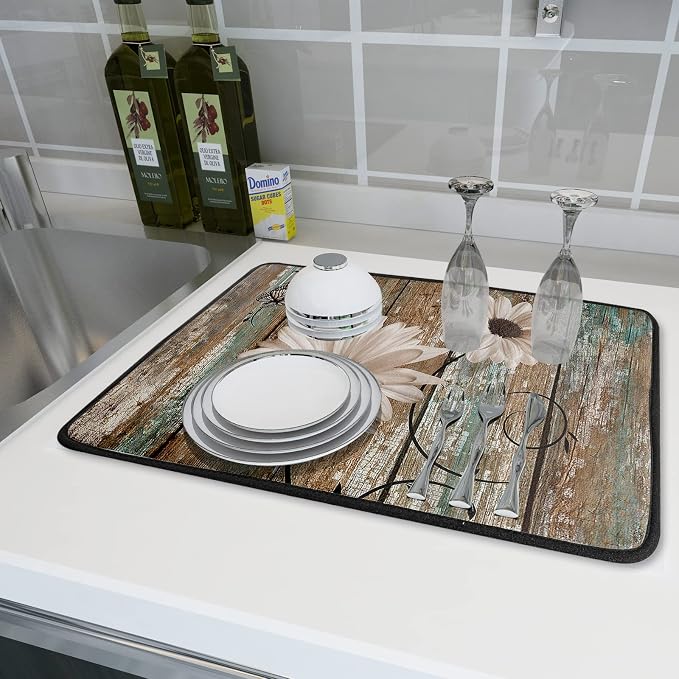 Giwawa Rustic Daisy Board Dish Drying Mat - Image 6