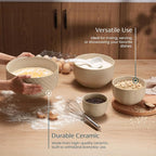 KooK Ceramic Mixing Bowls, Nesting Set of 4, Embossed Kitchen Dishware - Image 4