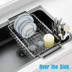 Expandable Over The Sink Dish Drying Rack, Anti-Rust Stainless Steel in Sink - Image 4