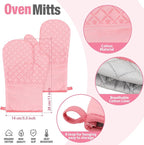 Sumind Pink Oven Mitts and Pot Holders 7 Sets, Heat Resistant Kitchen Gloves - Image 3