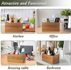 DRASTAR Utensil Caddy, Acacia Wood Silverware Holder, Cutlery Storage Containers - Image 6