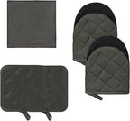 Kitchen Set Pack Of 5, Oven Mitts Pot Holders Pad And Towel Set, Heat Resistant by GOLDMEET
