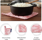 Encasa XO Heat Resistant 100% Cotton Oven Glove & Potholder Set - Image 4