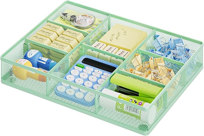 Marbrasse Desk Drawer Organizer, Metal Mesh Drawer Organizer Tray by Marbrasse