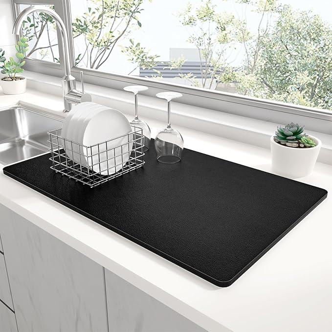 Rnivvi Dish Drying Mat for Kitchen Counter, XL 15 x 24" Super Absorbent Drainer by Rnivvi