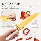 White and Gold Knife Set with Block - Image 6