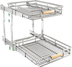 Pull out Cabinet Organizer, 2 Tiers 17"W X 21"D, Heavy Duty Smooth Sliding by Kitstorack