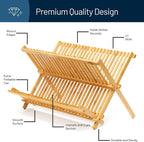 RoyalHouse Premium Natural Bamboo Dish Rack, Collapsible Dish Drainer, Foldable - Image 5