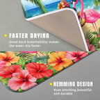 Summer Flamingos Dish Drying Mat 16x18 inch Tropical Beach Microfiber Washable - Image 3