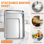 LIANYU Baking Sheet Pans Set of 3, Stainless Steel Cookie Sheets - Image 5