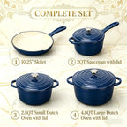QuliMetal Enameled Cast Iron Cookware Set, 4-Piece Pots and Pans Set - Image 2