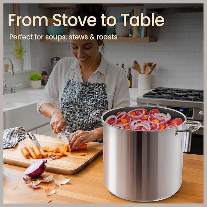 Stainless Steel Stockpot with Tempered Glass Lid 20 Quart, Durable 18/0 - Image 5