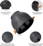 Metal Colander with Wood Handle and Stable Base, Powder Coated Steel Kitchen - Image 3