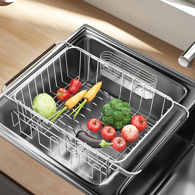 Fanbsy Dish Drying Rack in Sink, Extendable Stainless Steel Dish Drainers - Image 8