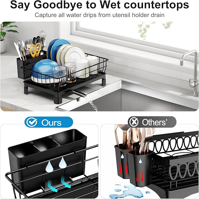 GSlife Small Dish Drying Rack for Kitchen Counter - Image 5