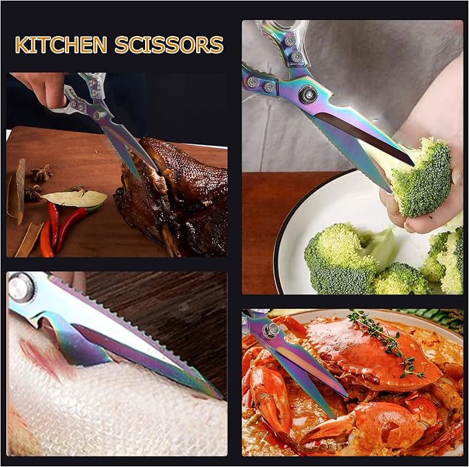 AWinjoy Heavy Duty Sharp Kitchen Scissors, Dishwasher Safe, Cooking Shears - Image 3