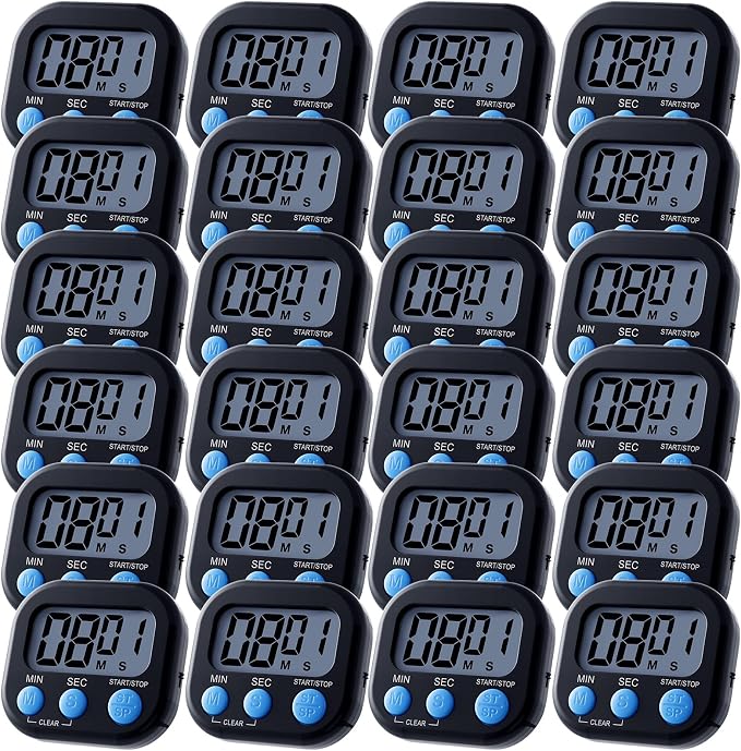 Leumoi 24 Pcs Digital Kitchen Timers Magnetic Back Timers Bulk Large Screen by Leumoi