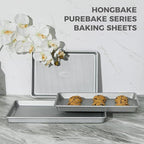 HONGBAKE Naturally Non Toxic Baking Sheet Pan Set of 3, Heavy Duty Aluminized - Image 4
