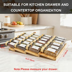 Spice Drawer Organizer with 24 Bamboo-lidded Spice Jars, 216 Labels, 25 - Image 7