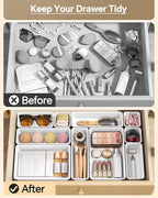 KEMETHY 25 PCS Plastic Drawer Organizers Set, 4 Sizes Vanity Organizer - Image 3