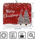 Merry Christmas Tree Red Dish Drying Mat - Image 2