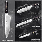 4 Pieces Professional Kitchen Knife Set, Damascus German Stainless Steel Chef - Image 3