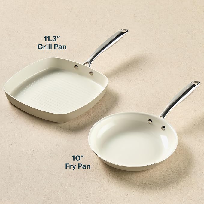 Pyrex 2-Piece Ceramic Cookware Grill & Fry Pan Set - Image 3
