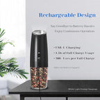 UNNEES Rechargeable Electric Salt and Pepper Grinder Set, Gravity Activated - Image 3