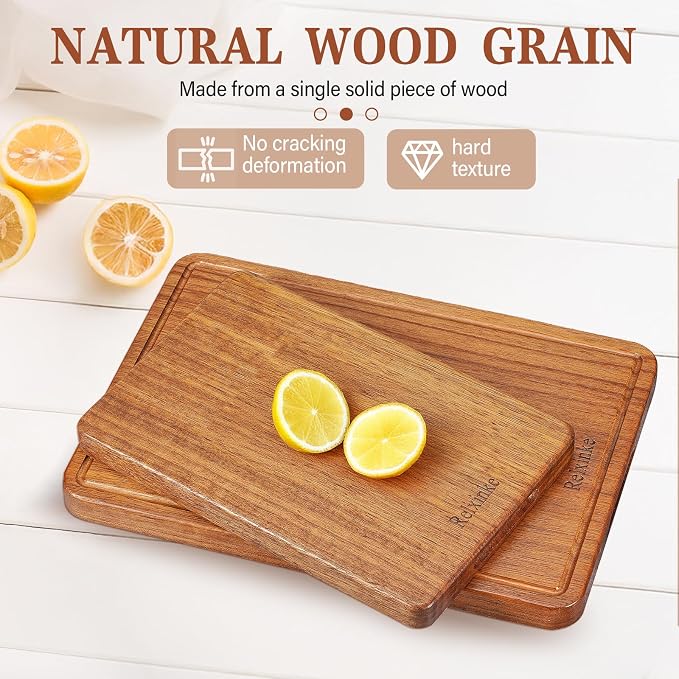 Solid Teak Wood Cutting Board One Piece Non Glued Thick Crack Resistant Wooden - Image 4