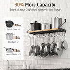 KES Pot Rack Wall Mounted 34 Inch, Pot and Pan Hanging Rack - Image 2