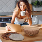Patelai 10 Pcs Bowl Covers Reusable in 5 Size Stretch Cloth Fabric Elastic Food - Image 5