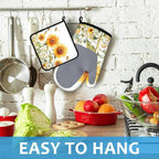 Watercolor Sunflower Oven Mitts and Pot Holders Sets Heat Resistant 4Pcs Busy - Image 4