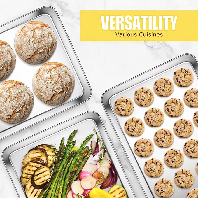 Terlulu Baking Sheet, Cookie Sheet, Stainless Steel Baking Pan, 2 Piece-16''x - Image 6