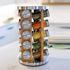 Orii 20 Jar Rotating Light Acacia Wood Spice Rack - Image 3