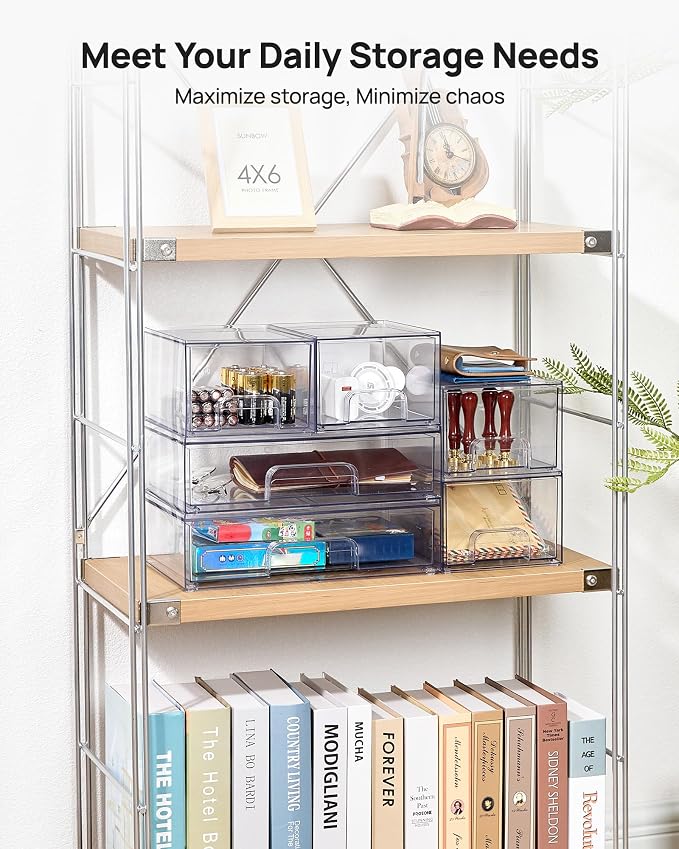 Vtopmart Clear Stackable Storage Drawers Set of 5, Plastic Organizer Bins - Image 3