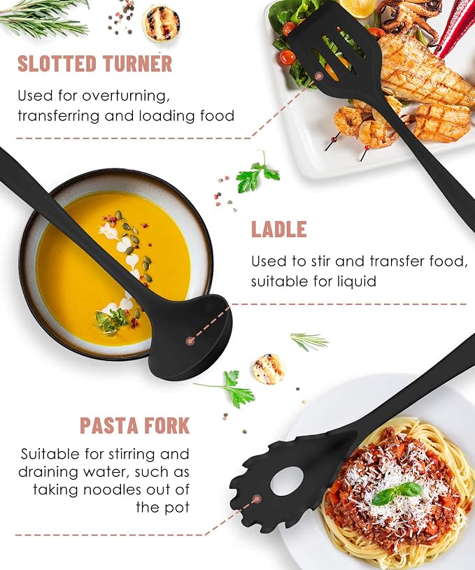 Pranski Kitchen Utensils Set-12 Pieces Silicone Cooking Utensils Set Dishwasher - Image 4