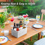 DRASTAR Silverware Caddy, Wooden Utensil Holder, Picnic Cutlery Holder - Image 4