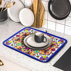 Mexican Talavera Dish Drying Mat Navy Blue Microfiber Dish Drain Pad - Image 5